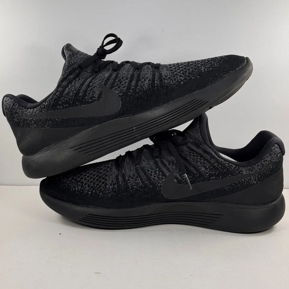 Nike LunarEpic Low Flyknit 2 Mens 12 Black Grey Running Shoes 863779-001